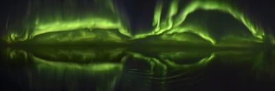 Northen Lights (Aurora Borealis) over the ocean, Canada-Raul Touzon-Framed Premier Image Canvas