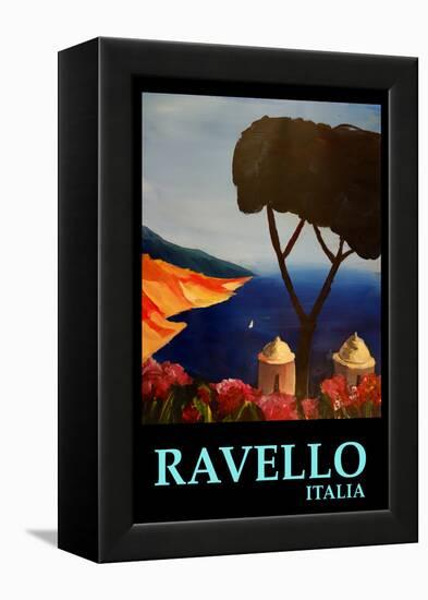 Ravello Salerno Italy View of Amalfi Coast Retro-Markus Bleichner-Framed Stretched Canvas