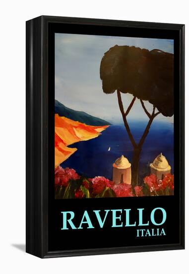 Ravello Salerno Italy View of Amalfi Coast Retro-Markus Bleichner-Framed Stretched Canvas