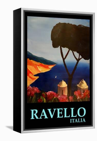 Ravello Salerno Italy View of Amalfi Coast Retro-Markus Bleichner-Framed Stretched Canvas