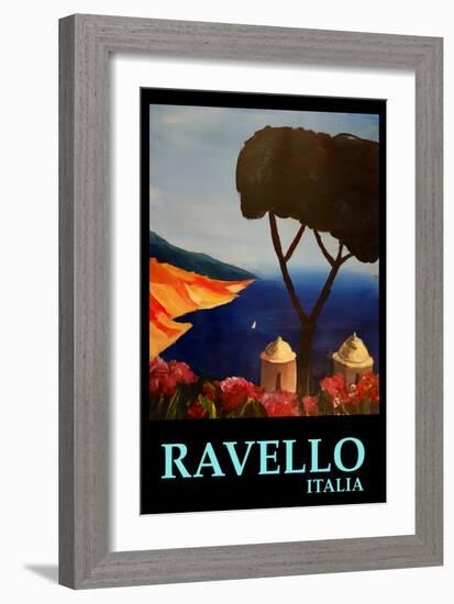 Ravello Salerno Italy View of Amalfi Coast Retro-Markus Bleichner-Framed Art Print