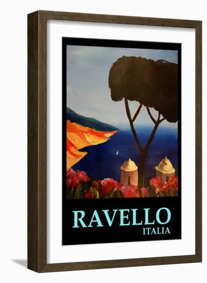 Ravello Salerno Italy View of Amalfi Coast Retro-Markus Bleichner-Framed Art Print