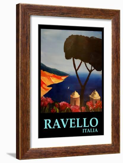 Ravello Salerno Italy View of Amalfi Coast Retro-Markus Bleichner-Framed Art Print