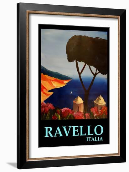 Ravello Salerno Italy View of Amalfi Coast Retro-Markus Bleichner-Framed Art Print