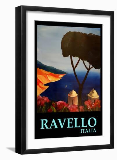 Ravello Salerno Italy View of Amalfi Coast Retro-Markus Bleichner-Framed Art Print