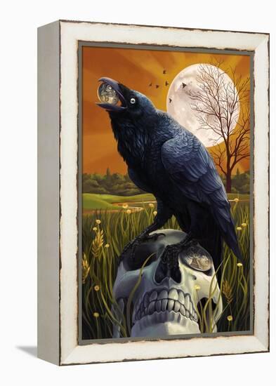 Raven and Skull-Lantern Press-Framed Stretched Canvas