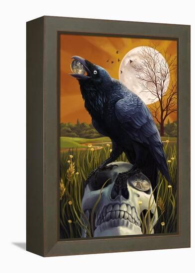 Raven and Skull-Lantern Press-Framed Stretched Canvas