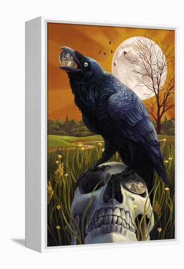 Raven and Skull-Lantern Press-Framed Stretched Canvas