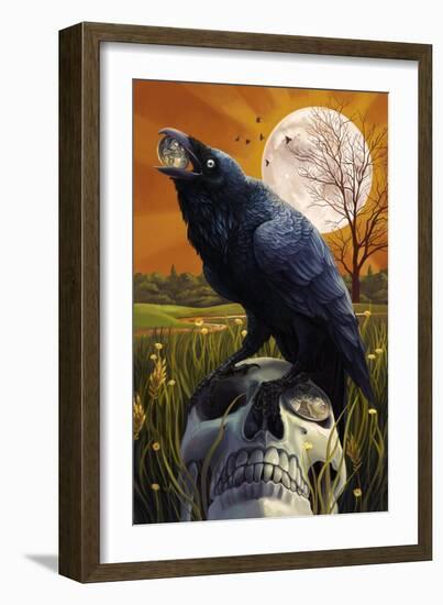 Raven and Skull-Lantern Press-Framed Art Print