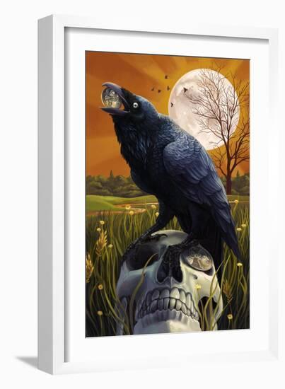 Raven and Skull-Lantern Press-Framed Art Print