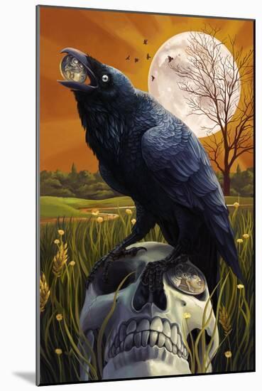 Raven and Skull-Lantern Press-Mounted Art Print