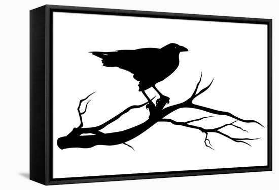 Raven Bird Silhouette-Cattallina-Framed Stretched Canvas