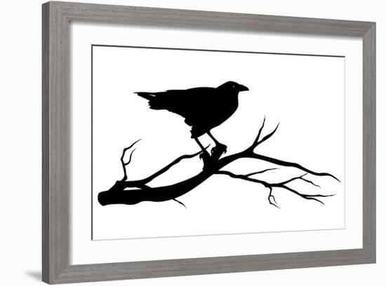 Raven Bird Silhouette-Cattallina-Framed Art Print