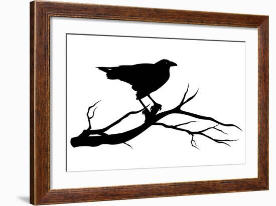 Raven Bird Silhouette-Cattallina-Framed Art Print