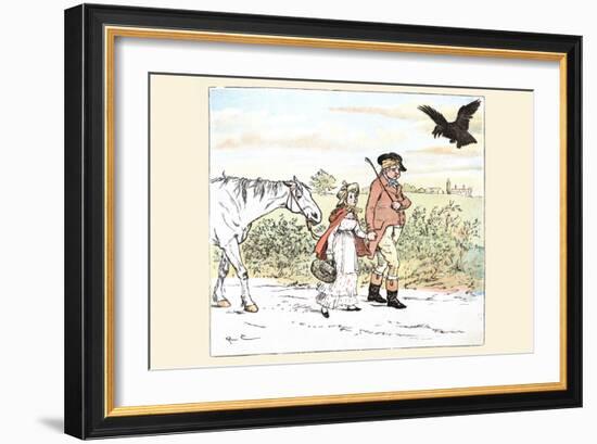 Raven Laughs as the Farmer and His Daughter Able Away Bandaged-Randolph Caldecott-Framed Art Print