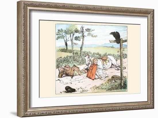 Raven Spooked the Farmers Horse and He Tumbled to the Ground with His Daughter-Randolph Caldecott-Framed Art Print