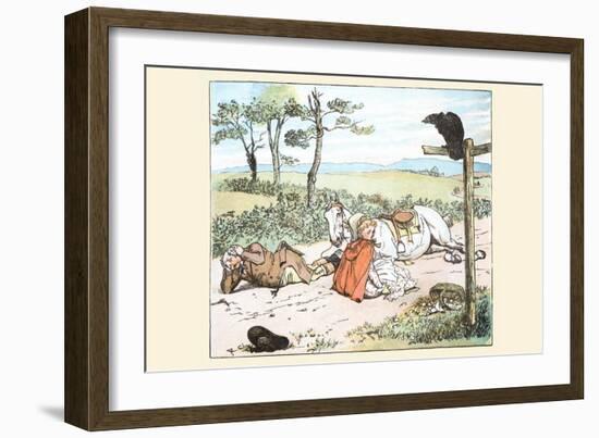 Raven Spooked the Farmers Horse and He Tumbled to the Ground with His Daughter-Randolph Caldecott-Framed Art Print