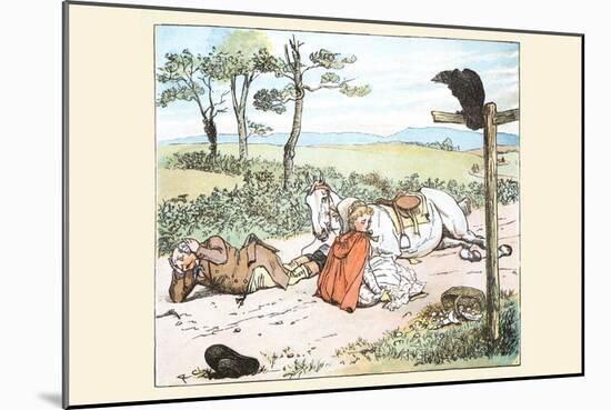 Raven Spooked the Farmers Horse and He Tumbled to the Ground with His Daughter-Randolph Caldecott-Mounted Art Print