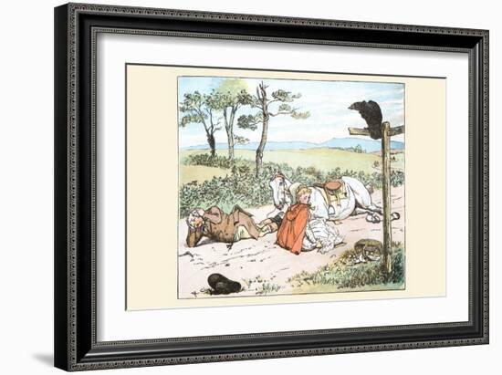 Raven Spooked the Farmers Horse and He Tumbled to the Ground with His Daughter-Randolph Caldecott-Framed Art Print