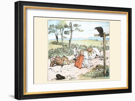 Raven Spooked the Farmers Horse and He Tumbled to the Ground with His Daughter-Randolph Caldecott-Framed Art Print