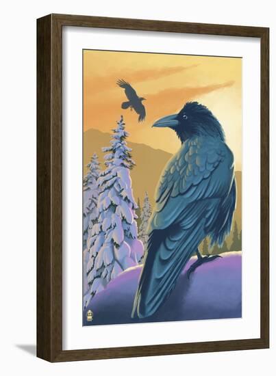 Ravens and Sunset-Lantern Press-Framed Art Print