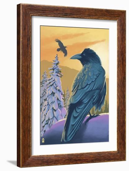 Ravens and Sunset-Lantern Press-Framed Art Print