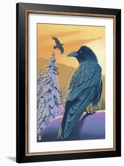 Ravens and Sunset-Lantern Press-Framed Art Print