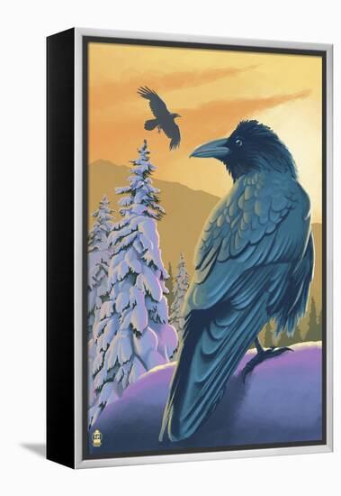 Ravens and Sunset-Lantern Press-Framed Stretched Canvas