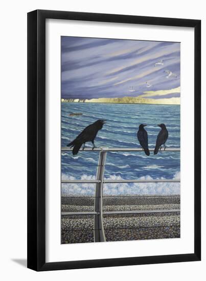 Ravens Discussing Brexit, 2016 (Oil on Canvas)-Liz Wright-Framed Giclee Print