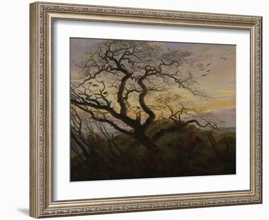 Ravens in a Tree (Bare Tree at the Coast of Ruegen, Or: Rookery on the Island Ruegen), about 1822-Caspar David Friedrich-Framed Giclee Print