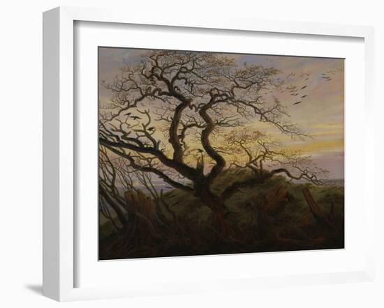 Ravens in a Tree (Bare Tree at the Coast of Ruegen, Or: Rookery on the Island Ruegen), about 1822-Caspar David Friedrich-Framed Giclee Print