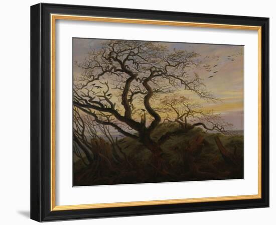 Ravens in a Tree (Bare Tree at the Coast of Ruegen, Or: Rookery on the Island Ruegen), about 1822-Caspar David Friedrich-Framed Giclee Print