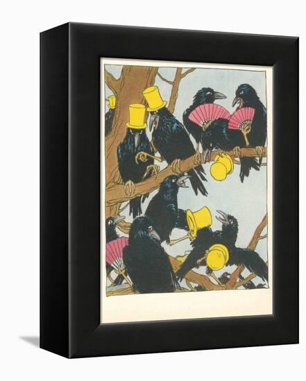 Ravens Socializing-null-Framed Stretched Canvas