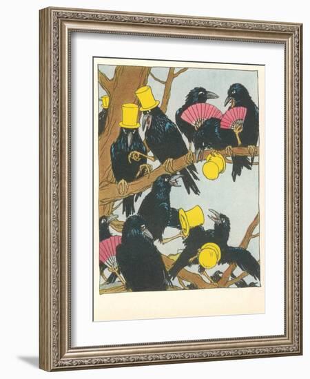 Ravens Socializing-null-Framed Art Print