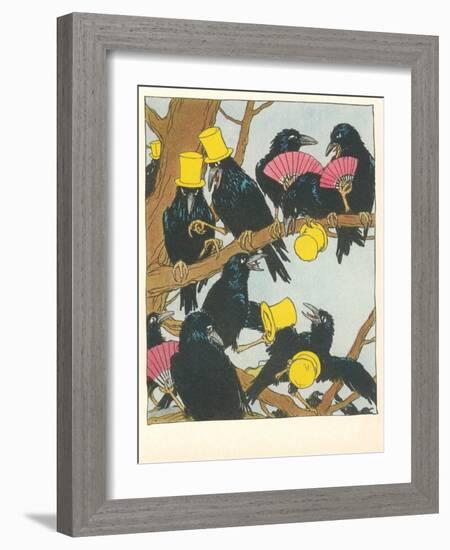 Ravens Socializing-null-Framed Art Print