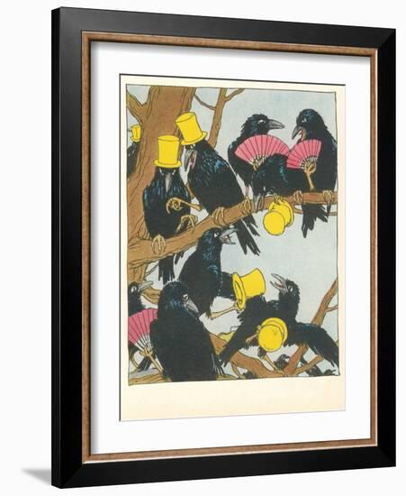 Ravens Socializing-null-Framed Art Print