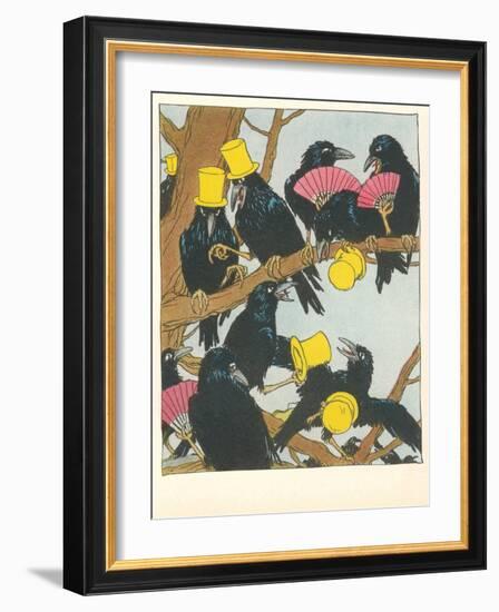 Ravens Socializing-null-Framed Art Print