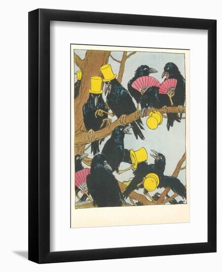 Ravens Socializing-null-Framed Art Print