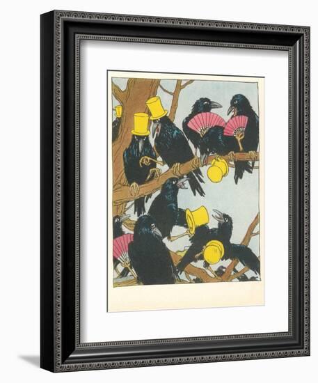 Ravens Socializing-null-Framed Art Print