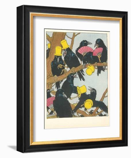 Ravens Socializing-null-Framed Art Print