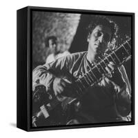 Ravi Shankar Passionately Playing the Sitar-Paul Schutzer-Framed Premier Image Canvas