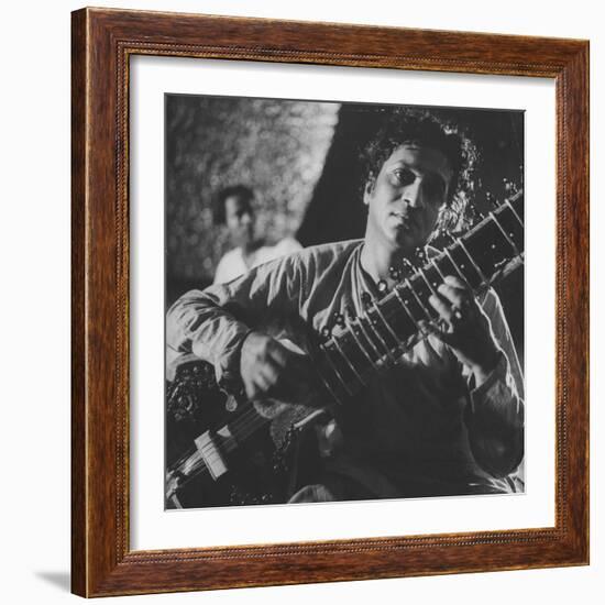 Ravi Shankar Passionately Playing the Sitar-Paul Schutzer-Framed Premium Photographic Print