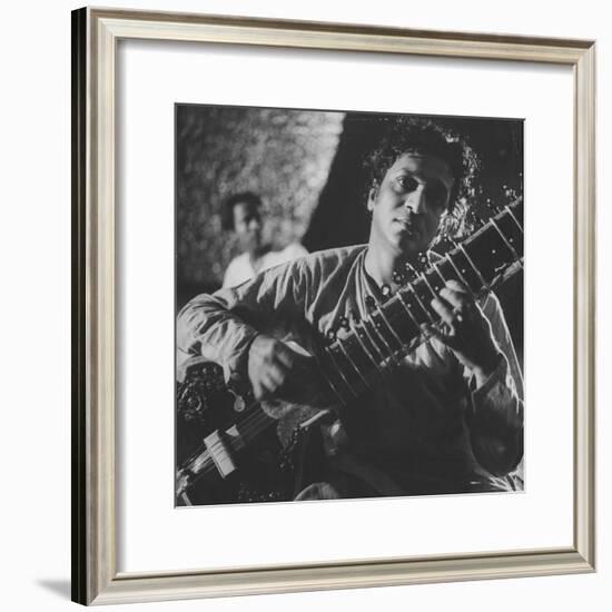 Ravi Shankar Passionately Playing the Sitar-Paul Schutzer-Framed Premium Photographic Print