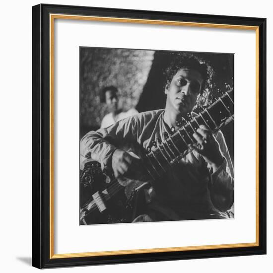 Ravi Shankar Passionately Playing the Sitar-Paul Schutzer-Framed Premium Photographic Print