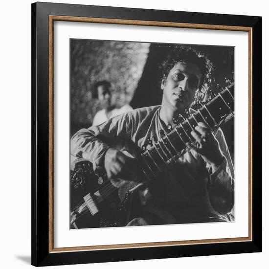 Ravi Shankar Passionately Playing the Sitar-Paul Schutzer-Framed Premium Photographic Print