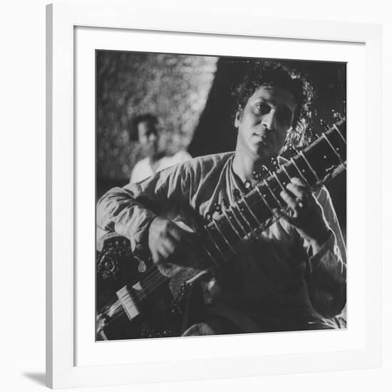 Ravi Shankar Passionately Playing the Sitar-Paul Schutzer-Framed Premium Photographic Print