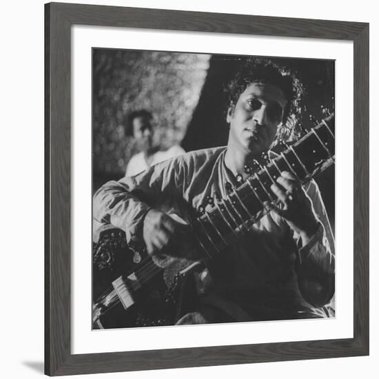 Ravi Shankar Passionately Playing the Sitar-Paul Schutzer-Framed Premium Photographic Print