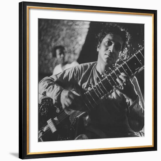 Ravi Shankar Passionately Playing the Sitar-Paul Schutzer-Framed Premium Photographic Print