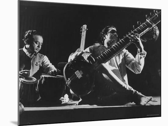 Ravi Shankar Playing at United Nations Concert-Loomis Dean-Mounted Premium Photographic Print