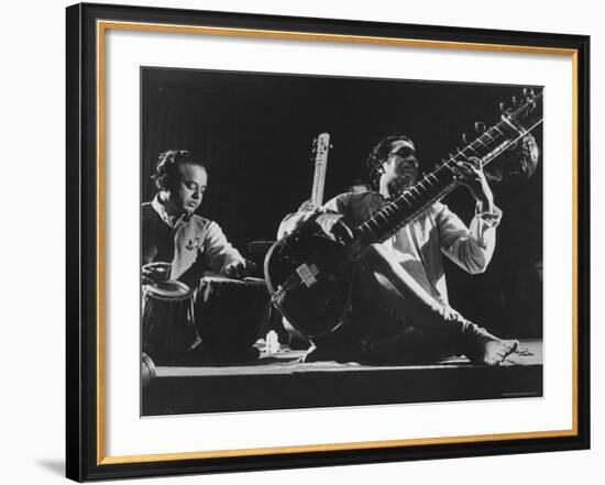 Ravi Shankar Playing at United Nations Concert-Loomis Dean-Framed Premium Photographic Print